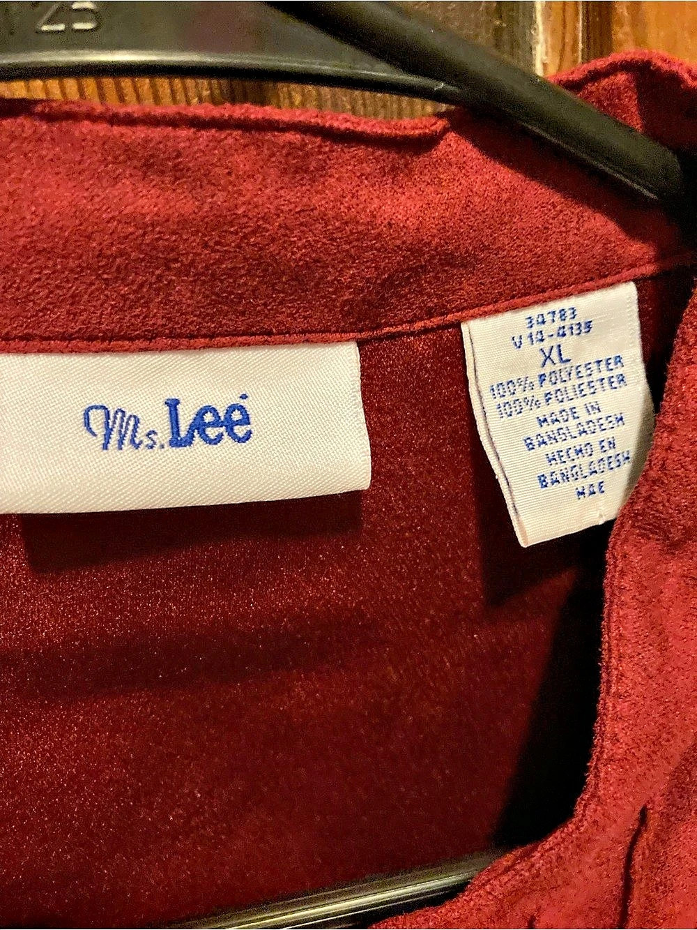 Ms.Lee Long Sleeve Blouse in Brick Red Size XL Like New - Picture 3 of 3